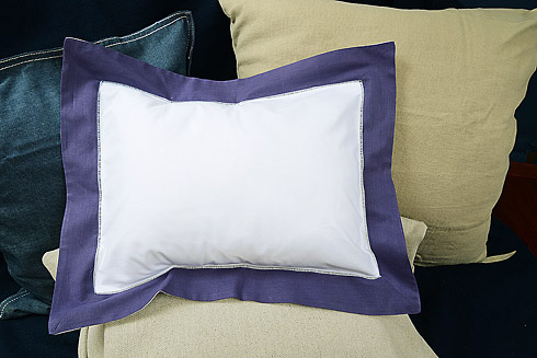 Baby pillow sham.White with Imperial Purple color.12x16"pillow.